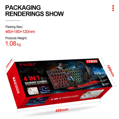 Kit de Teclado, Ratón, Auriculares, Alfombrilla 4 en 1, Retroiluminación RGB, USB, Para PC y Portátil